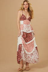 Aderny Patchwork Floral Maxi Dress Mssaz Desses