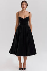 Black Velvet Tulle Midi Dress Mssaz Desses