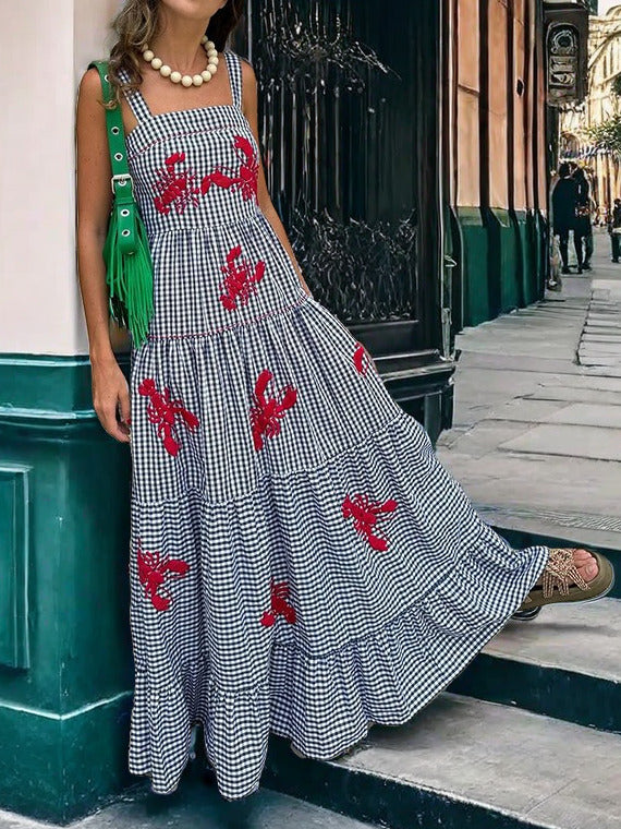 Exquisite Embroidered Holiday Camisole Midi Dress Mssaz Desses