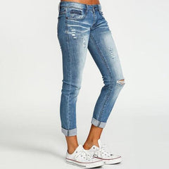 Mid Rise Light Wash Knee Ripped Cropped Jeans Mssaz Desses