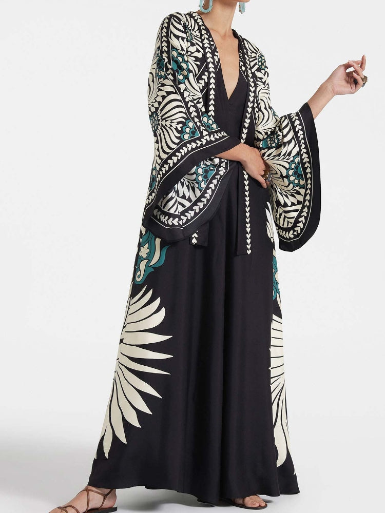 Magnifico Printed Maxi Dress Black Mssaz Desses