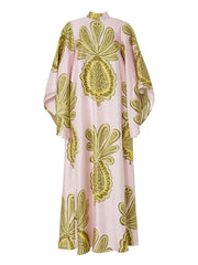 Pink Floral 3/4 Sleeve Dress Mssaz Desses