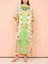 Unique Cashew Floral Print Loose Midi Dress Mssaz Desses