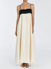 Loose Suspender Black And White Patchwork Maxi Dress Mssaz Desses