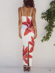 Unforgettable Abstract Floral Print Maxi Dress Mssaz Desses