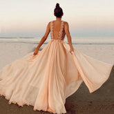 Sleeveless Green A Line Backless Prom Dresses Mssaz Desses