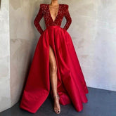 High Quality Sequined Long Sleeve Evening Dress Mssaz Desses