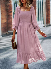 Chic Lace Lantern Sleeve Ruffles Square Collar Dress Mssaz Desses