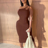 White Black Strap Bodycon Streetwear Party Club Elegant Clothes Midi Dress Mssaz Desses