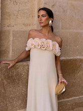 3D Flower Patchwork Sleeveless Backless Elegant Party Maxi Dress Mssaz Desses