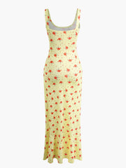 Floral Print Mermaid Slip Maxi Dress Mssaz Desses