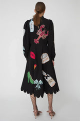 Lobster Graffiti Scallop Trim Midi Dress Mssaz Desses