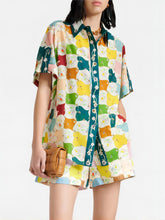 Fashionable Graffiti Print Shirt Shorts Set Mssaz Desses