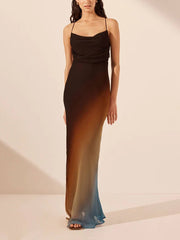 Backless Twill Maxi Dress Mssaz Desses