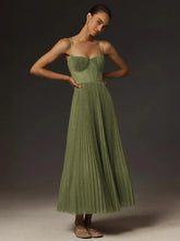 Bustier Pleated Tulle Fit & Flare Midi Dress Mssaz Desses