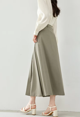 A-Line Casual Pelated Solid Elegant And Vintage Midi Skirts Mssza