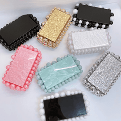 Acrylic Handbag Clutch Purse Luxury For Women Marble Pattern Women'S Party Clutch For Wedding Chain Party Handbag Mssza