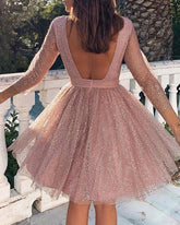 Backless glitter sheer mesh dress Mssaz Desses