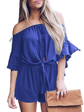 Bateau Neck Short Sleeves Polyester Playsuit Mssza