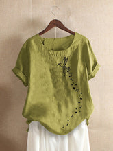 Bird Printed O-neck Short Sleeve Casual T-shirts Mssza