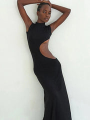 Hollow Out Sleeveless High Waist Bodycon Elegant Evening Party Maxi Dresses Mssaz Desses