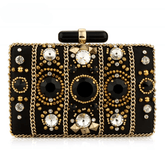 Black Satin Clutch Bag Bohemia Style Rhinestone Cocktail Party Prom Female Clutch Chic Chain Classic Boxy Shape Designer Clutch Mssza