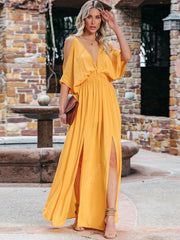 Elegant Solid Color Beach Wear Maxi Dresses Mssaz Desses