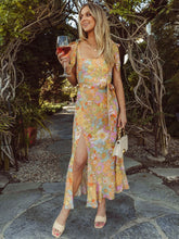 Green Basic Vintage Beach Tank Elegant Retro Floral Long Vestidos Belt Yellow Mssaz Desses