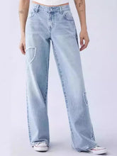 Bow Embroidered Jeans High Street Style Wide Leg Denim Pants Mssza