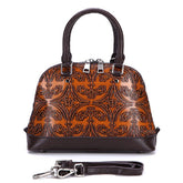 Brenice Genuine Leather Vintage Handbag Embossed Women Shell Shoulder Bag Mssza