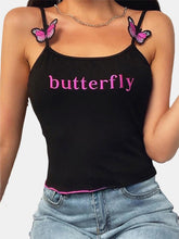 Butterfly Letter Embroidery Spaghetti Straps Camis Mssza