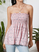 Calico Shirring Backless Design Strapless Tube Tank Top Mssza
