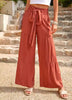 Casual Bandage Stitching High Waist Wrinkled Wide Leg Pants Mssza