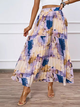 Casual Bohemian Pleated Artistic Floral Print Pleated Beach Style Maxi Skirt Mssza