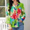 Casual Button-Down Colorful Floral Full-Body Printed Long-Sleeved Shirt Mssza