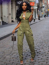 Casual Cargo Pants Sleeve Zipper Pocket Jumpsuit Streetwear Mssza
