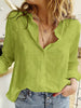 Casual Single Breasted Cotton Linen Solid Button Lapel Collar Loose Shirts Mssza