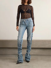 Casual Cotton Strappy Drawstring Wide-Legged Pants Mssza