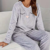 Casual Cozy Print Fluffy Pant And Top 2 Piece Pajamas Set Mssza