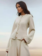 Casual Crew Neck Knitted Front Button Cardigan Long Sleeve Tops Mssza