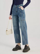 Casual Cropped Straight Solid Color Zipper Fly Jeans Mssza