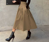 Casual Dropped Big Swing Wild High Waist Bow Slim Midi Skirt Mssza