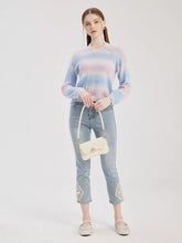 Casual Embroidery Applique Polyester Cropped Jeans Mssza