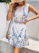 Casual Flower Print Cross-Border Crop Top Waist Skirt Two-Piece Set Mssza