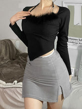 Casual Halter Neck Skinny Knitted Crop Top Mssza