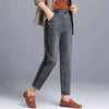 Casual High Waist Stripe Denim Baggy Ankle Length Harem Jeans Mssza