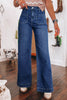 Casual High Waist Wide Leg Retro Straight Spliced leg Jeans Mssza