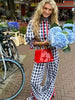 Casual Lace Plaid Lapel Single Breasted Half Sleeve Shirt And Pant 2 Piece Sets Mssza