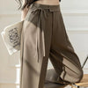 Casual Lace Up Straight Solid Color High Waisted Trousers Lady Chic Designer Leg Suit Pants Mssza