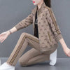 Casual Long-Sleeved Printed Zipper Coat Pants Sportswear Set Mssza